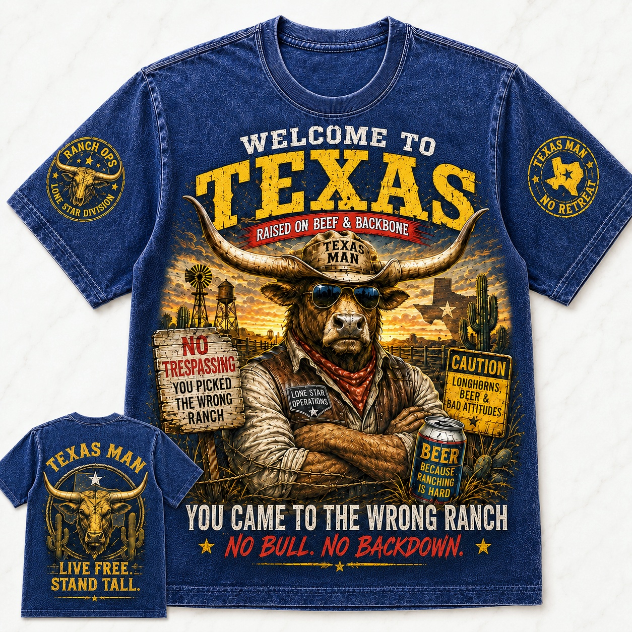 Texas No Backdown Ranch Tee