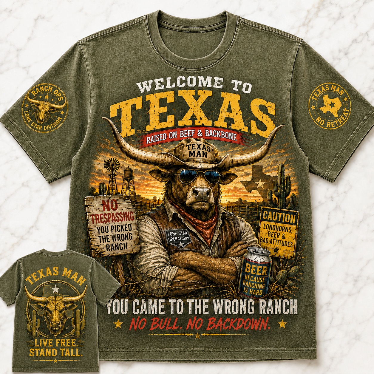 Texas No Backdown Ranch Tee