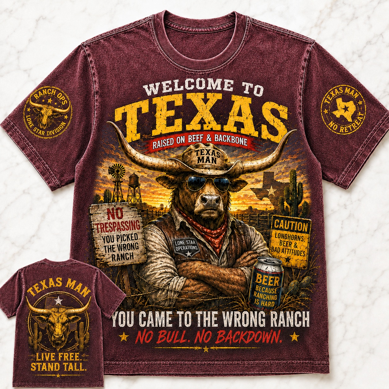 Texas No Backdown Ranch Tee
