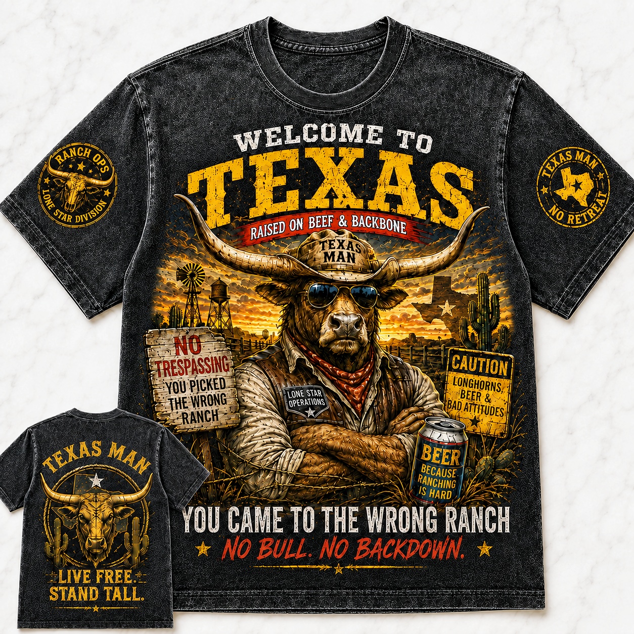 Texas No Backdown Ranch Tee