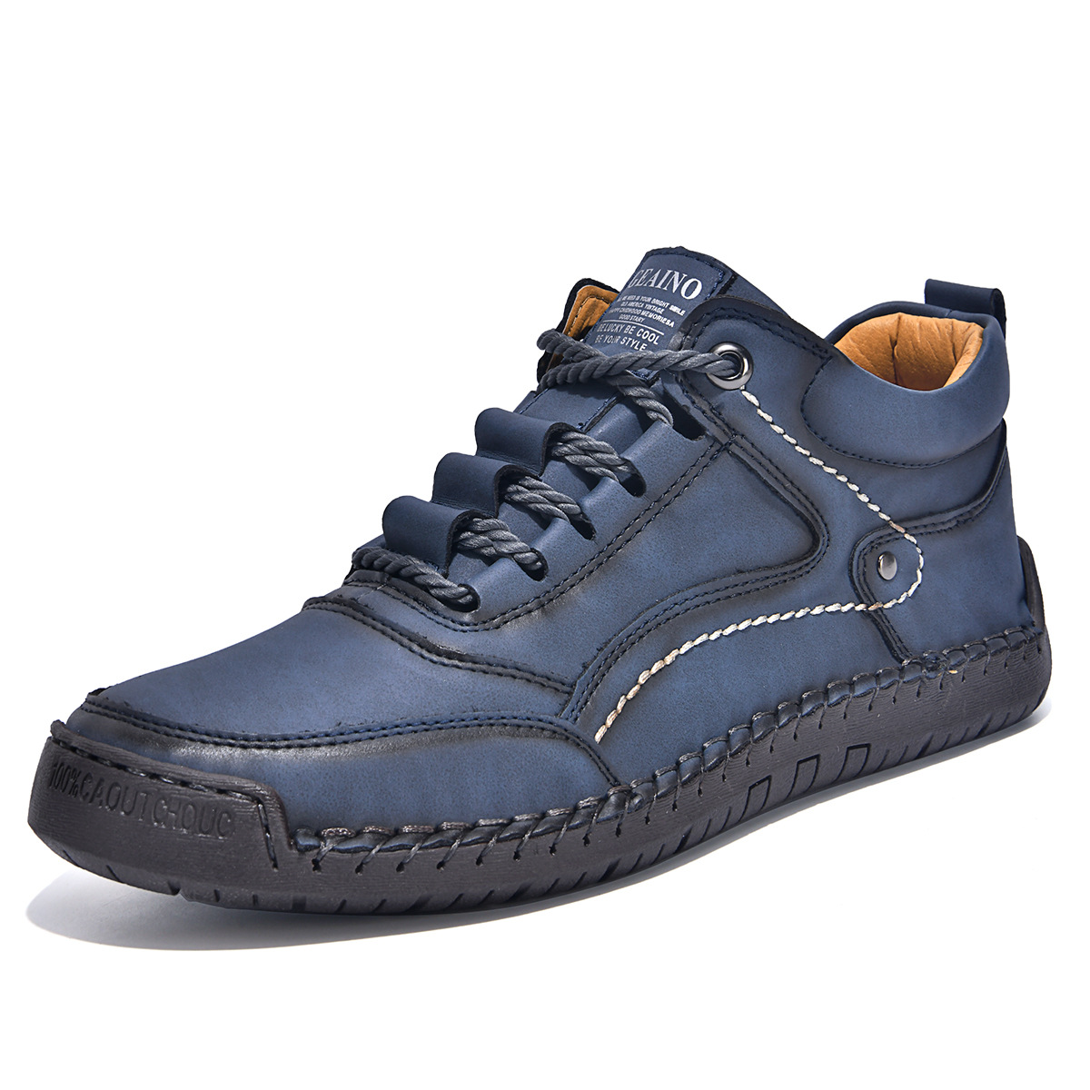 ⏰Letzter Tag: 50 % Rabatt! 🔥-Herren Mid-Top Leder Freizeitschuhe | Handgenähte Retro Outdoor-Schuhe | Rutschfeste Vintage Halbstiefel