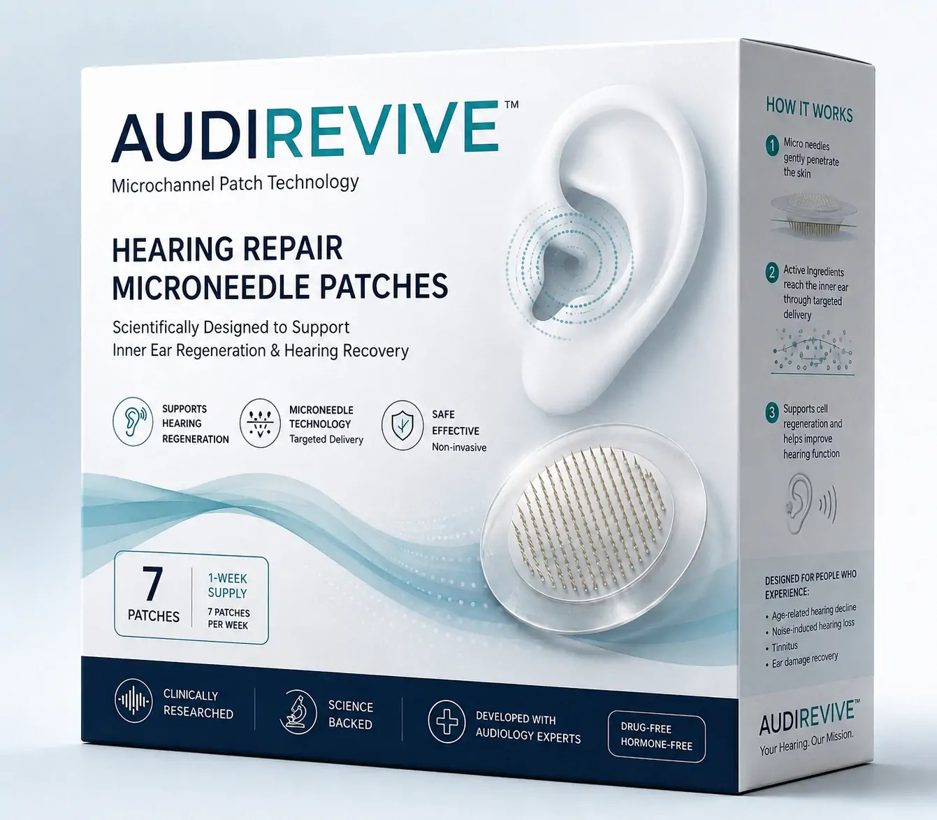 HEARING REPAIR MICRONEEDLE PATCHES ✅ Targets Hearing Loss, Tinnitus, Ear Infections, Balance Disorders, and Age-Related Ear Degeneration.