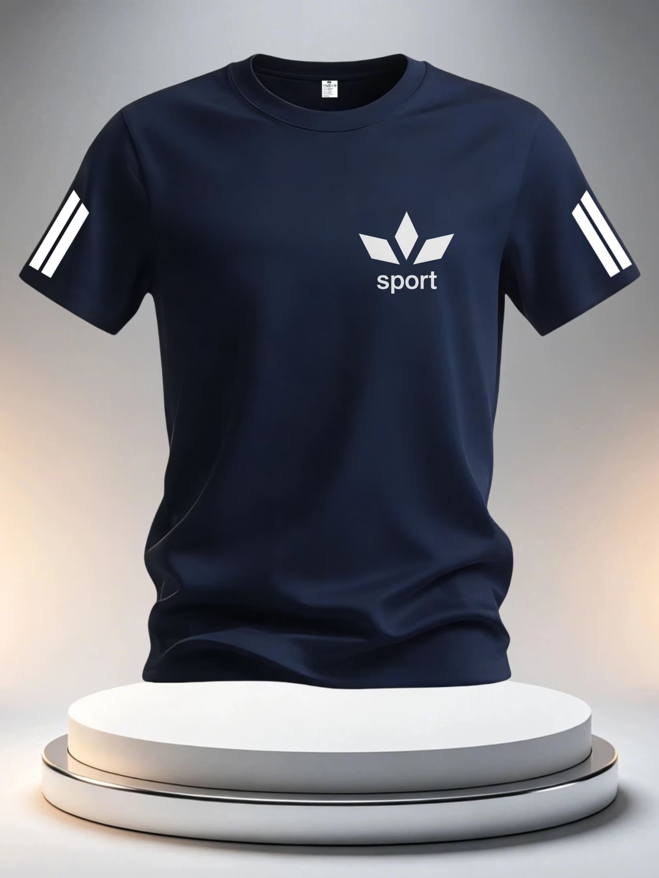 Herren Sport T-Shirt mit Streifen und Rundhals