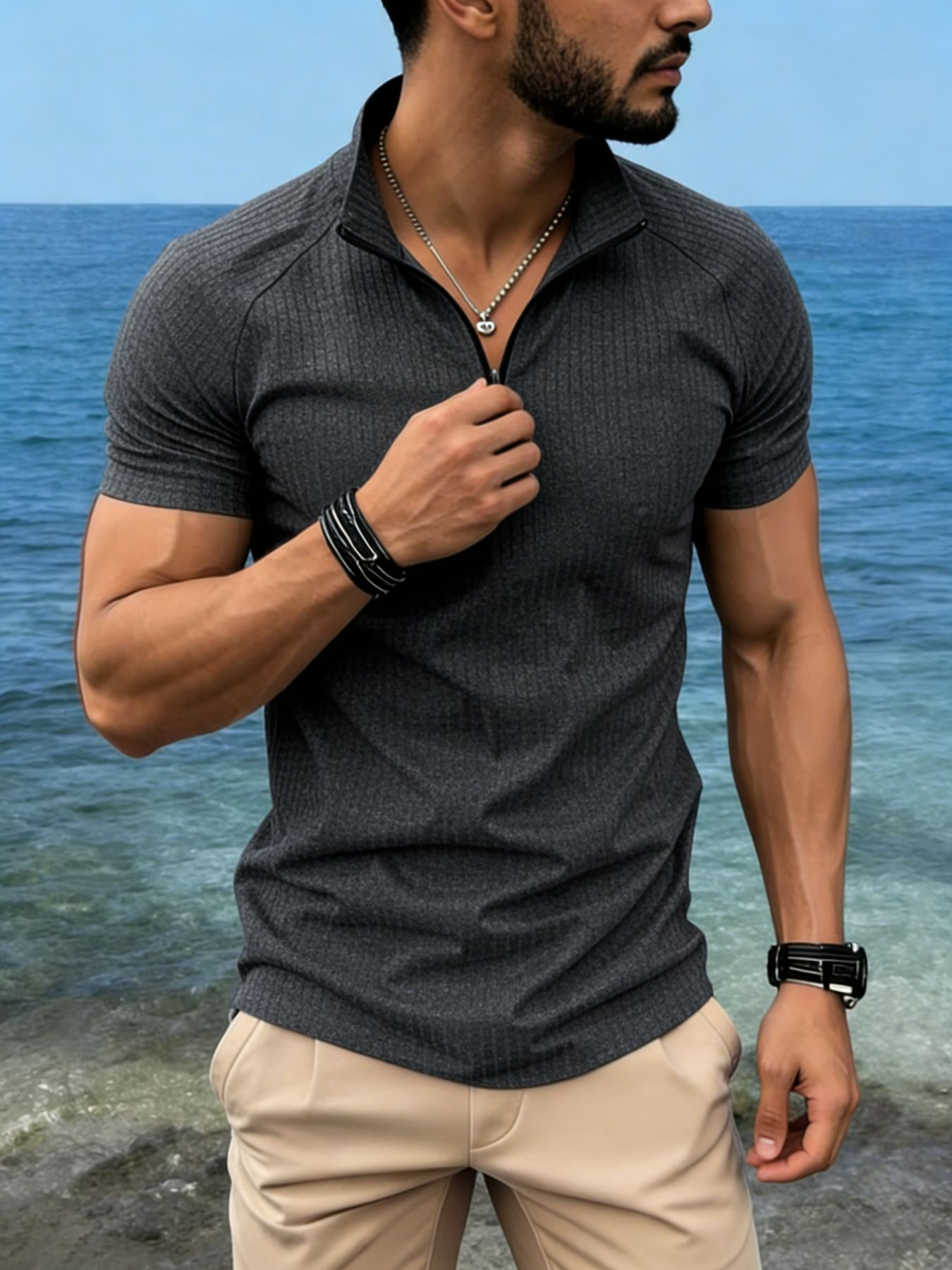 70% Rabatt nur diese Woche - 🔥Herren Sommer T-Shirt Kurzarm Baumwolle Rundhals Slim Fit mit Dreiecks-Print