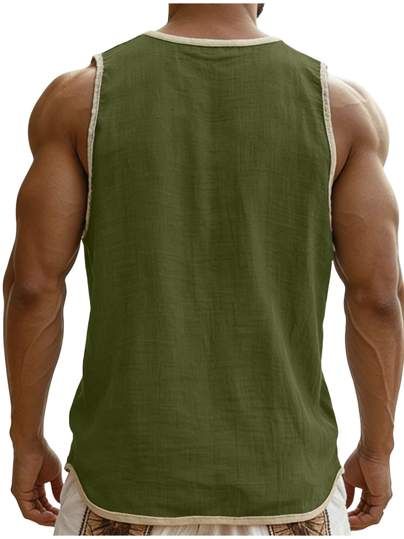 Herren Ärmelloses Henley Tanktop im lässigen Leinenlook