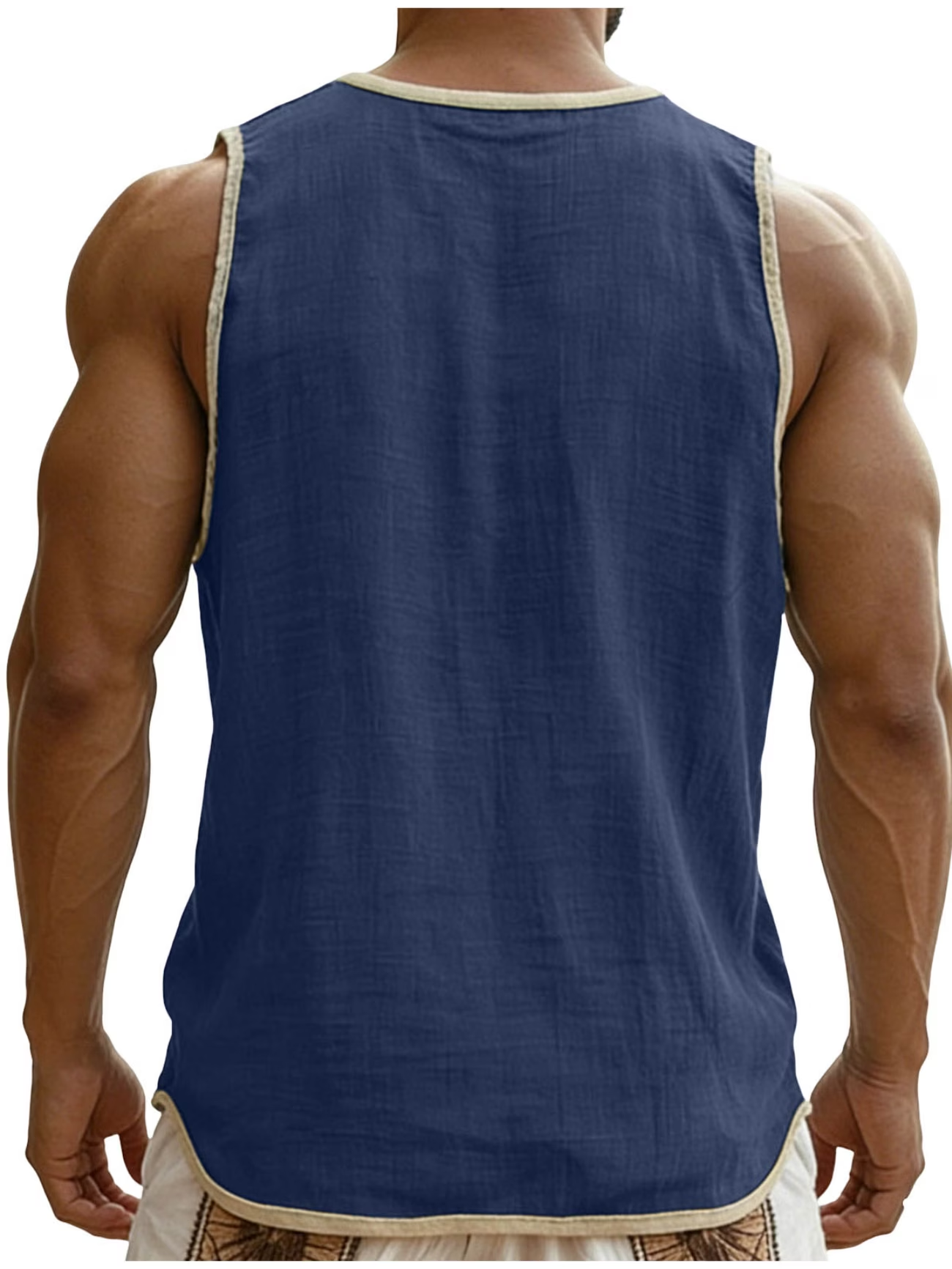 Herren Ärmelloses Henley Tanktop im lässigen Leinenlook