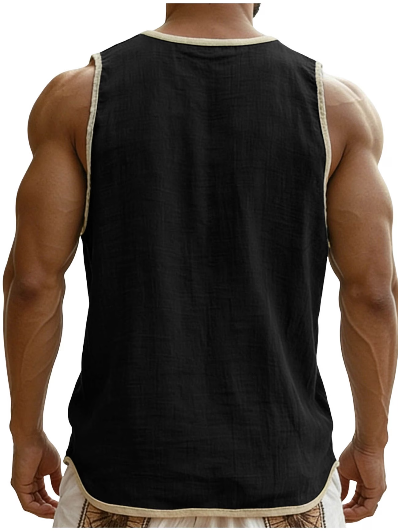 Herren Ärmelloses Henley Tanktop im lässigen Leinenlook