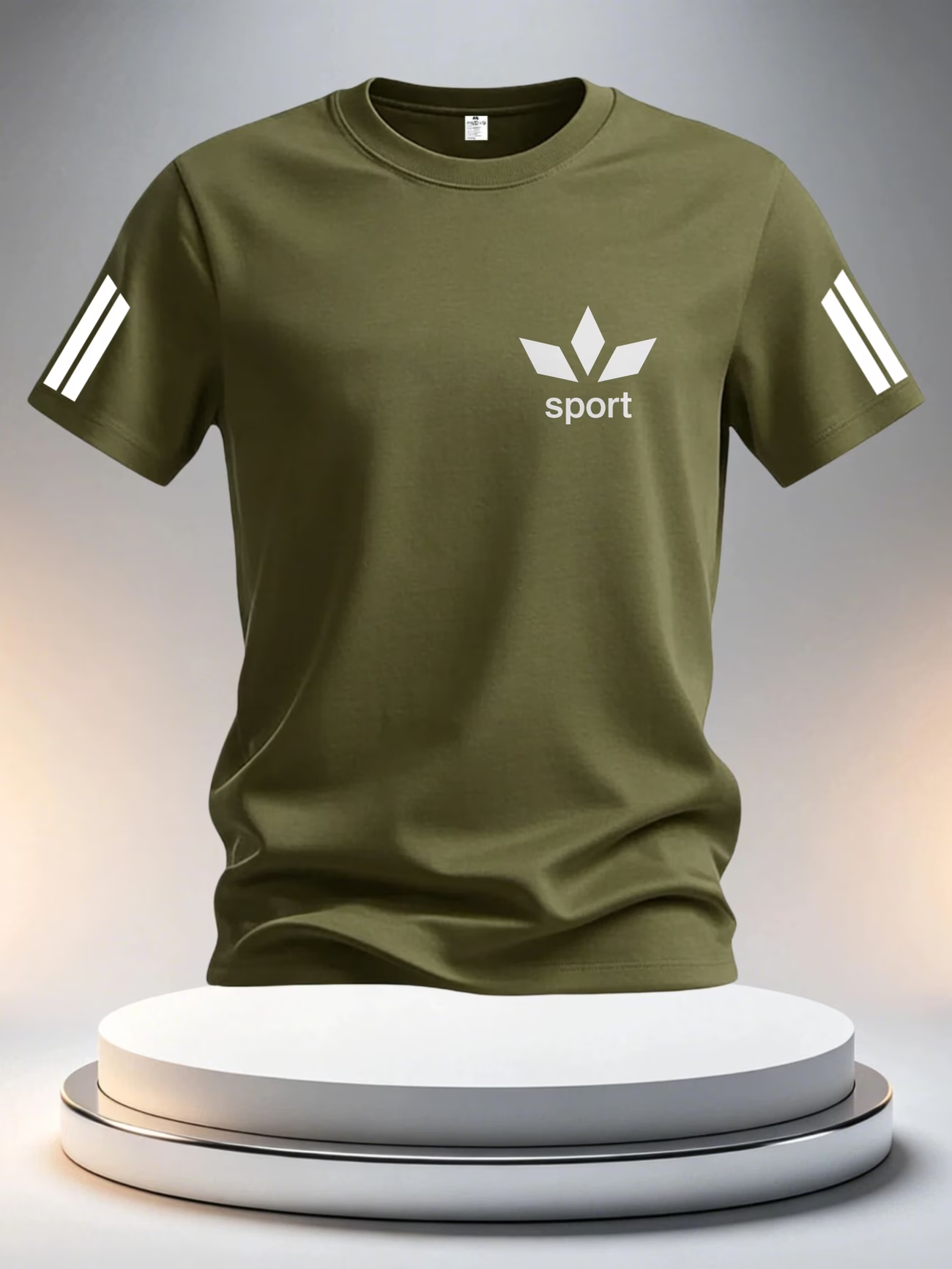 Herren Sport T-Shirt mit Streifen und Rundhals