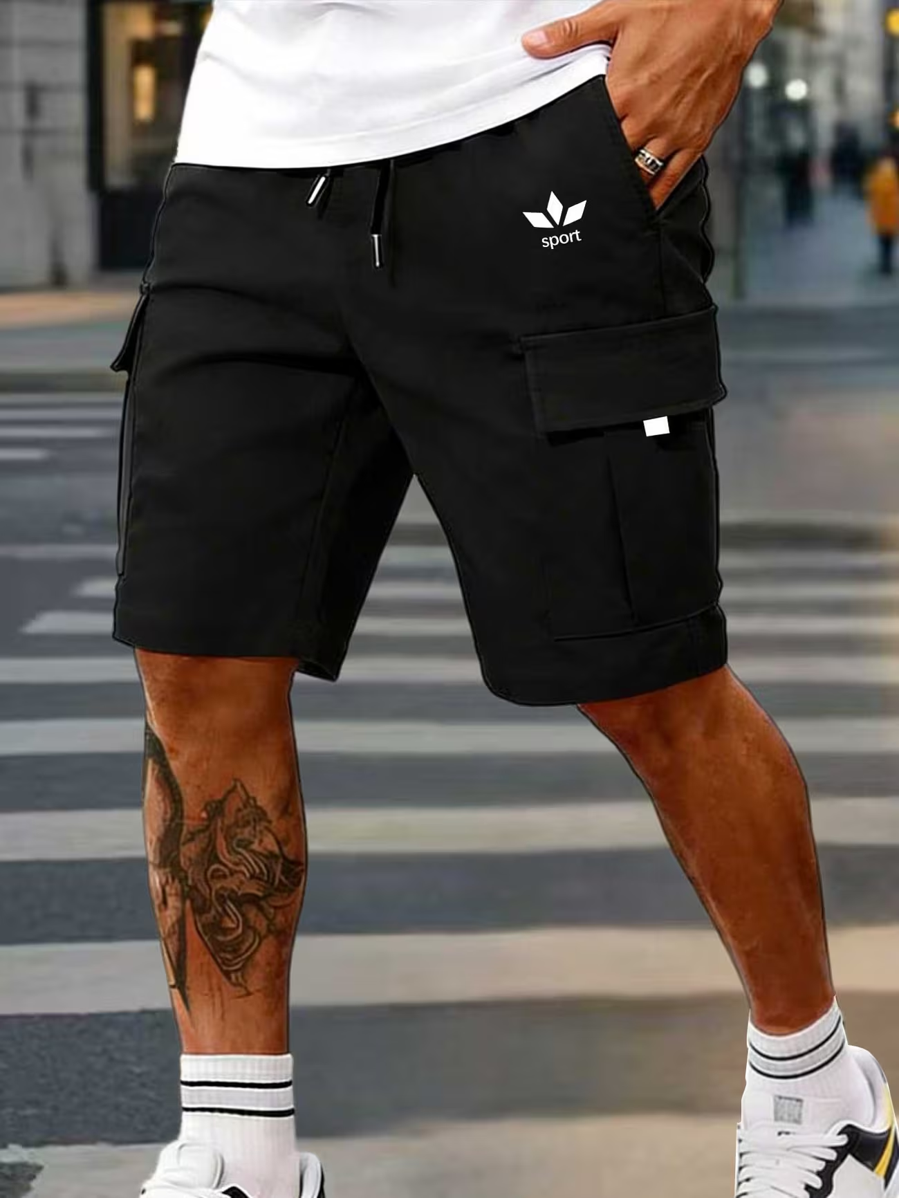 Herren Cargo-Shorts mit elastischem Bund und Taschen