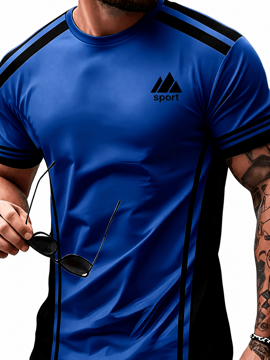 Herren Sportshirt mit Kontraststreifen für Training und Freizeit