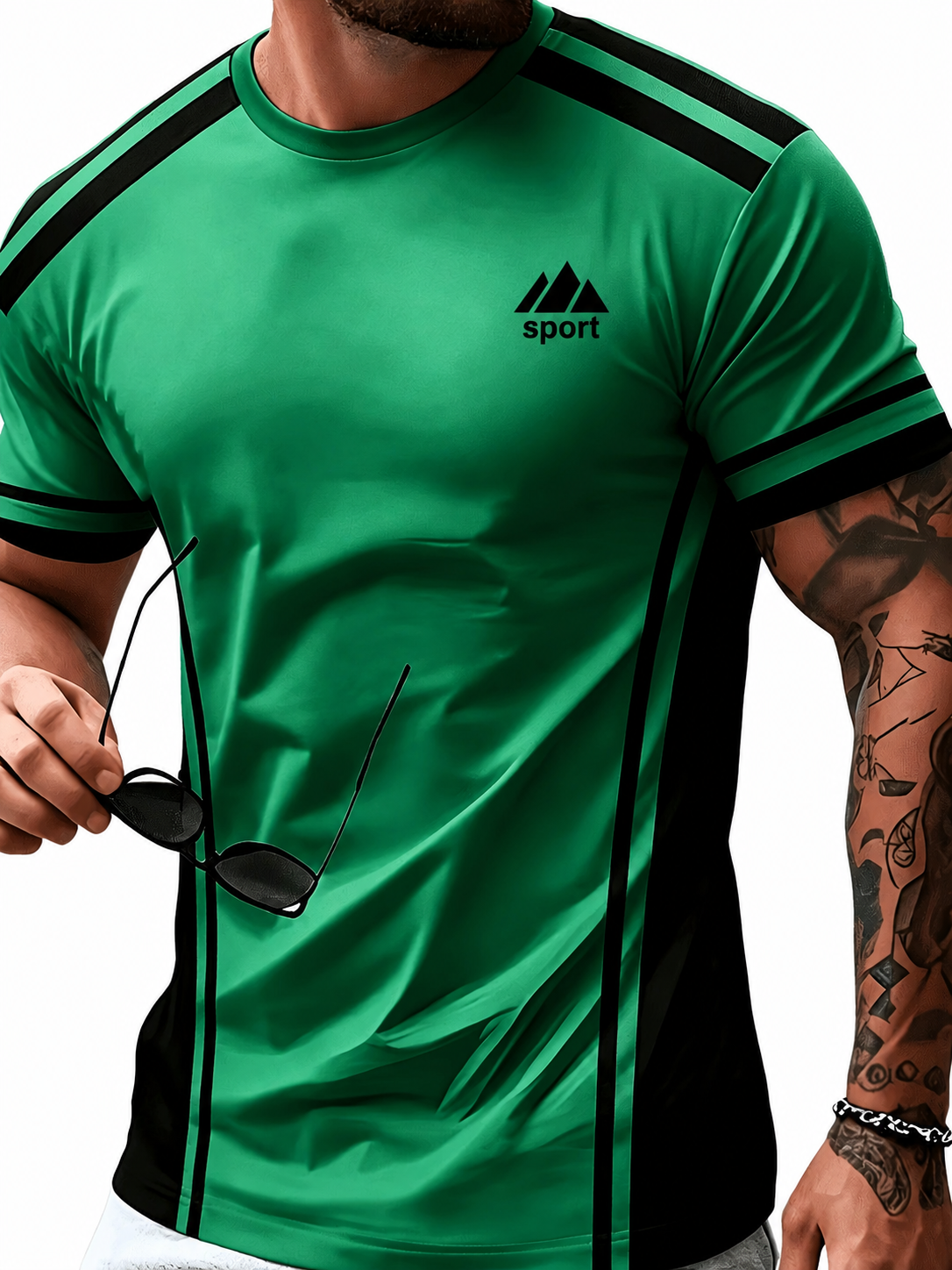 Herren Sportshirt mit Kontraststreifen für Training und Freizeit