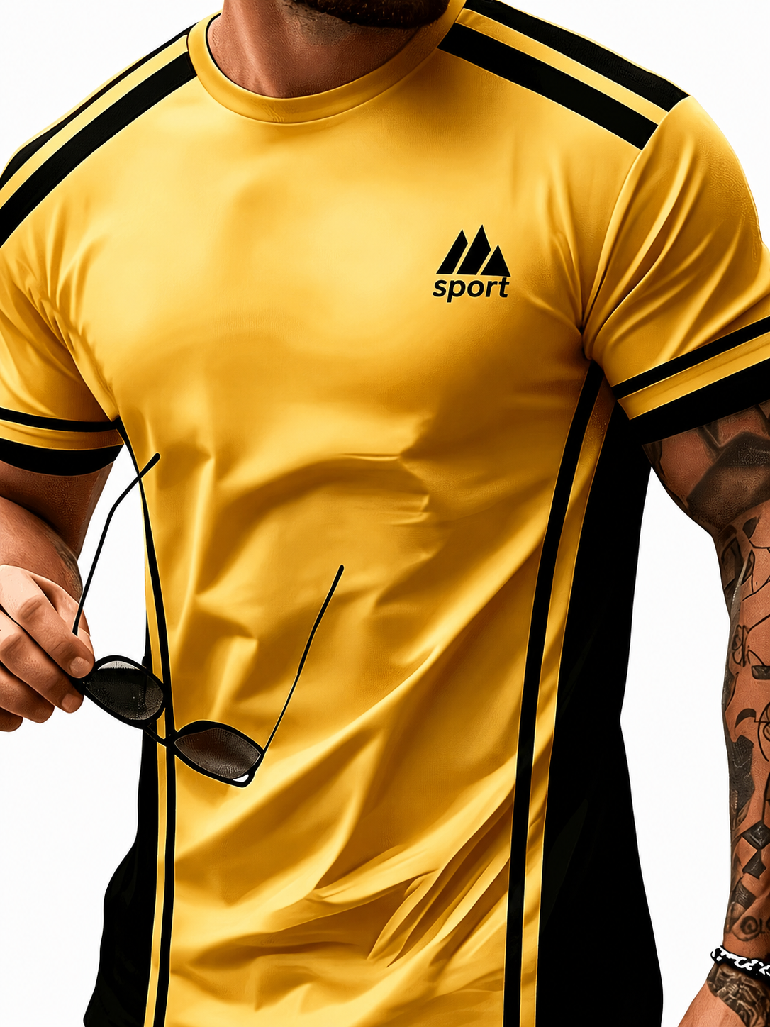 Herren Sportshirt mit Kontraststreifen für Training und Freizeit