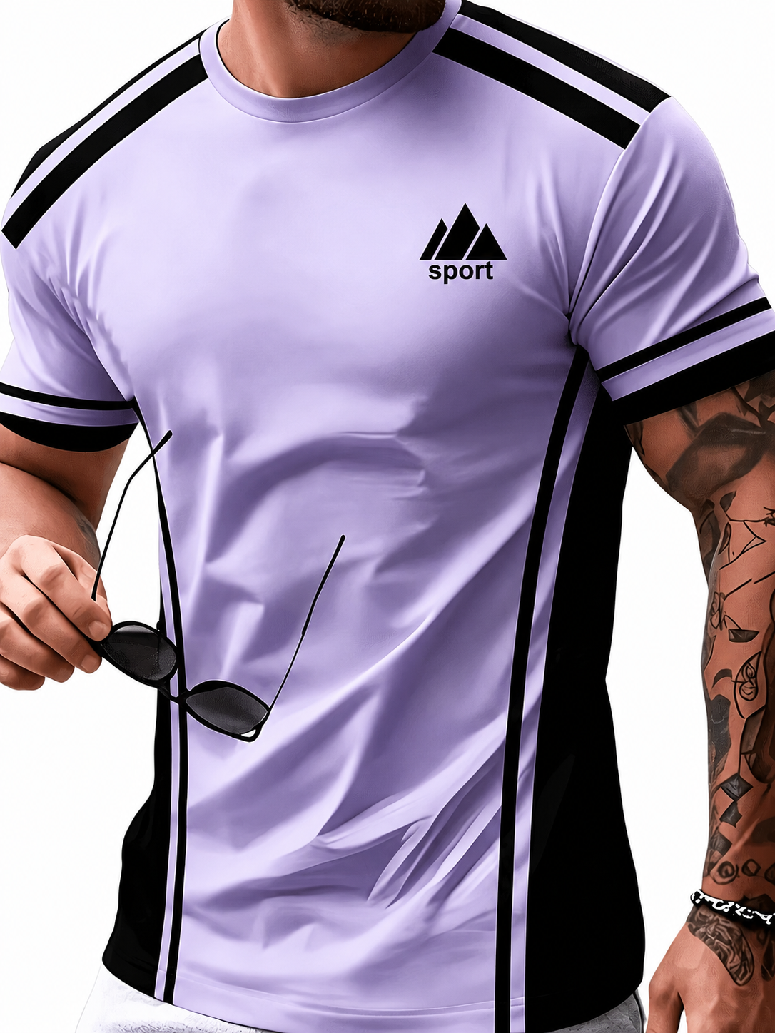 Herren Sportshirt mit Kontraststreifen für Training und Freizeit