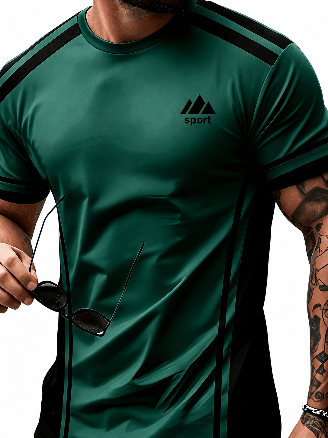 Herren Sportshirt mit Kontraststreifen für Training und Freizeit