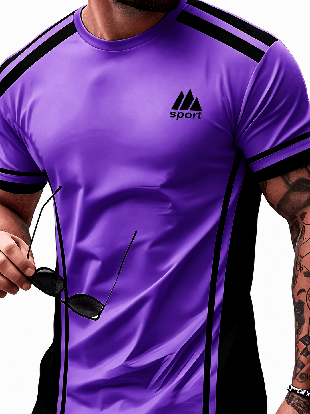 Herren Sportshirt mit Kontraststreifen für Training und Freizeit