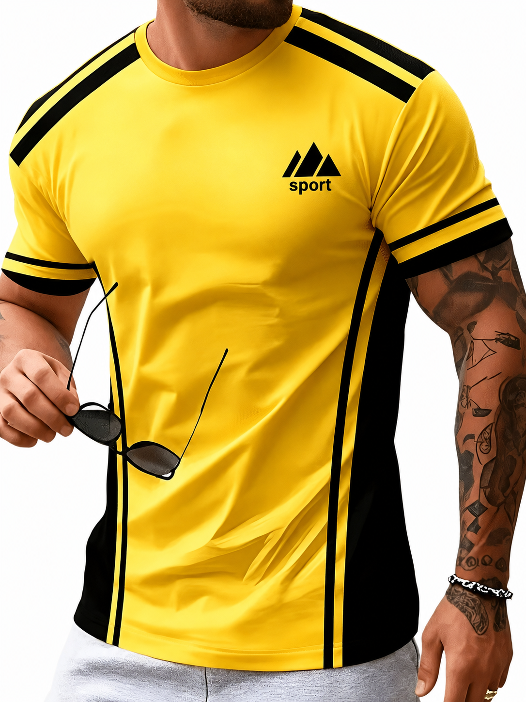 Herren Sportshirt mit Kontraststreifen für Training und Freizeit