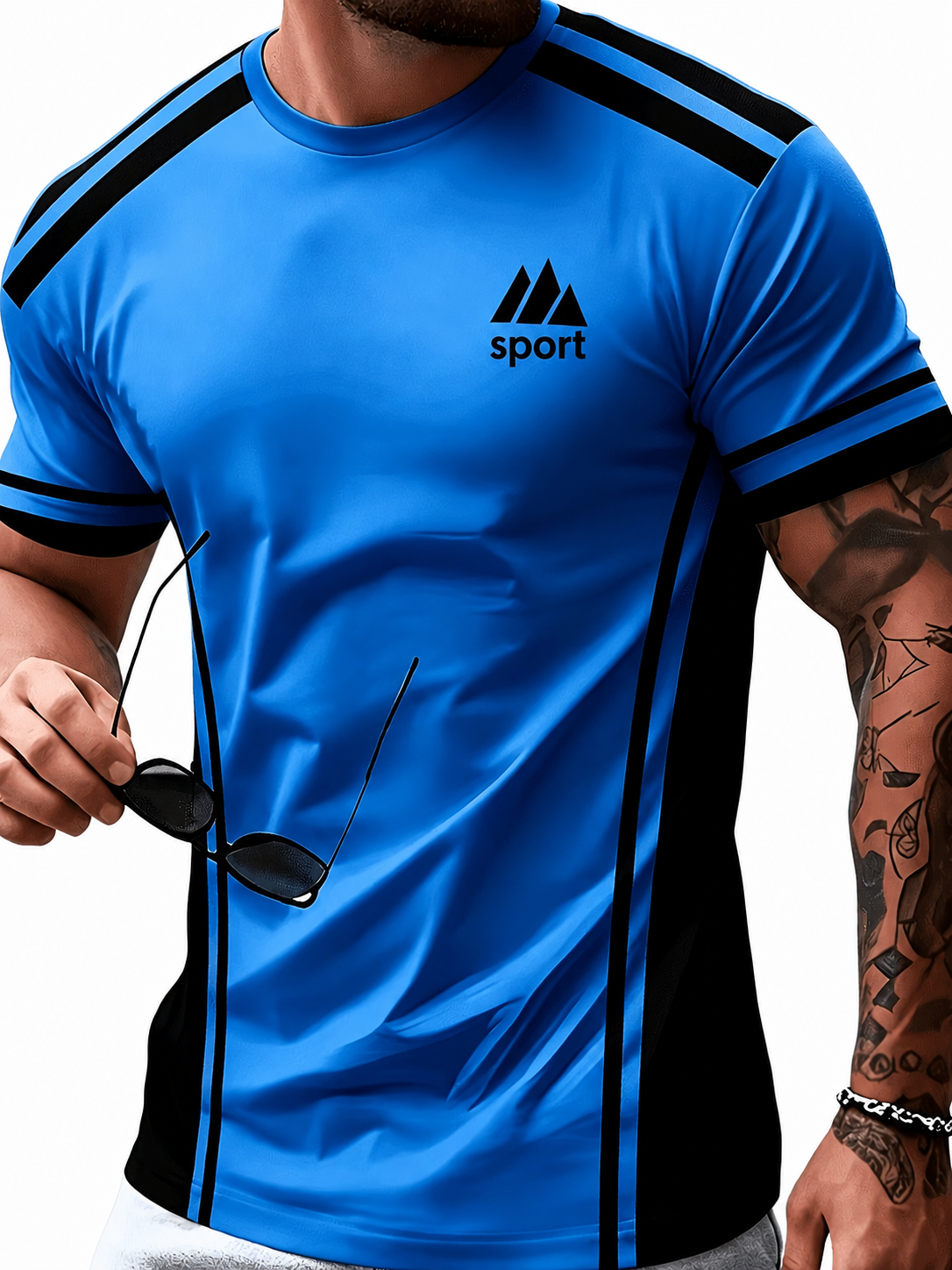 Herren Sportshirt mit Kontraststreifen für Training und Freizeit