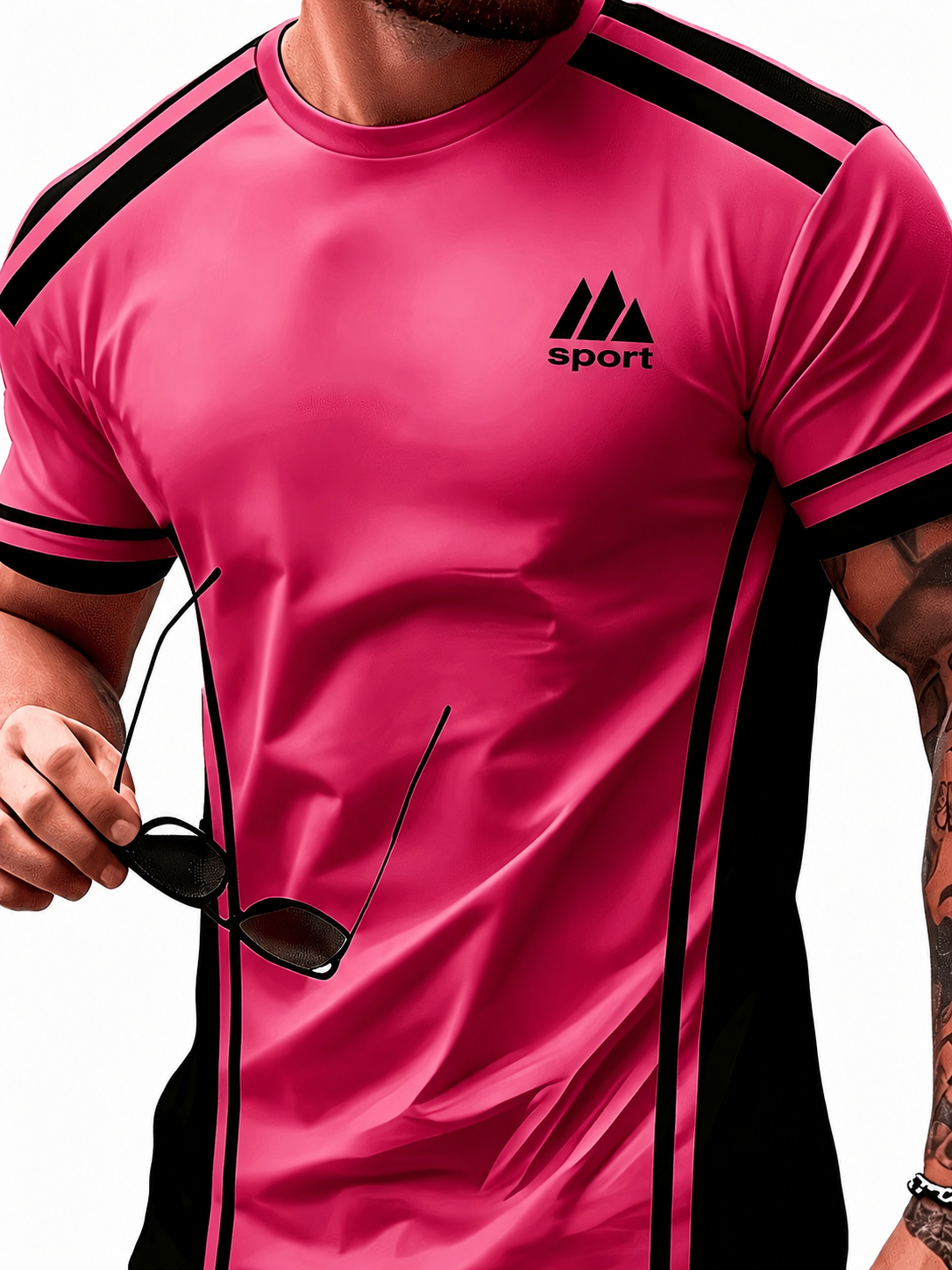 Herren Sportshirt mit Kontraststreifen für Training und Freizeit