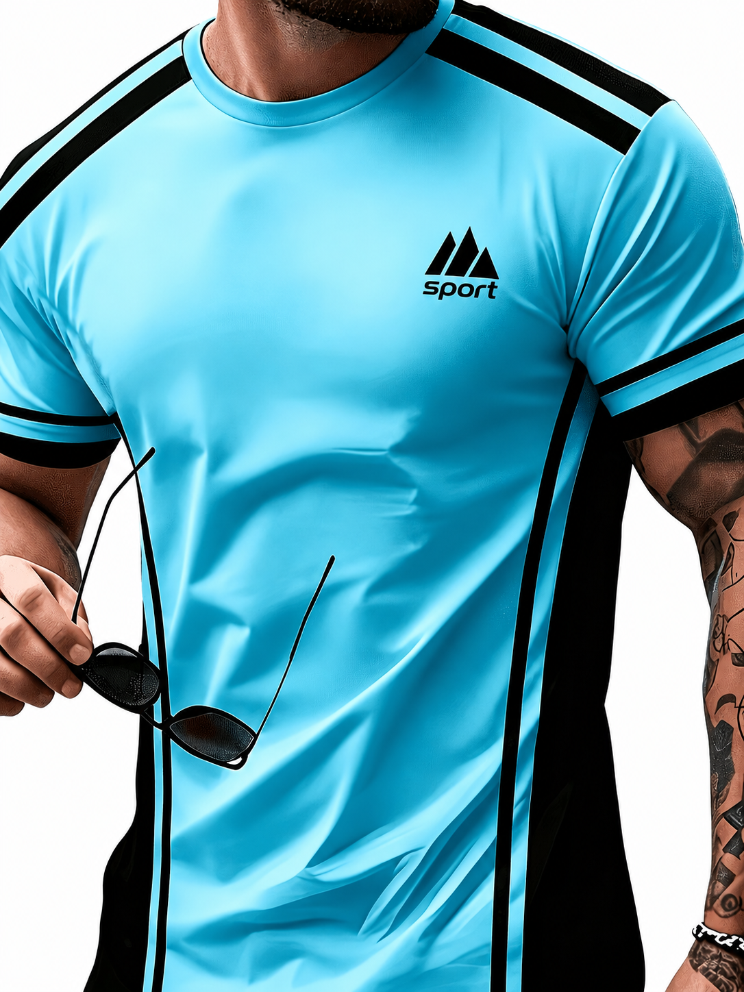 Herren Sportshirt mit Kontraststreifen für Training und Freizeit