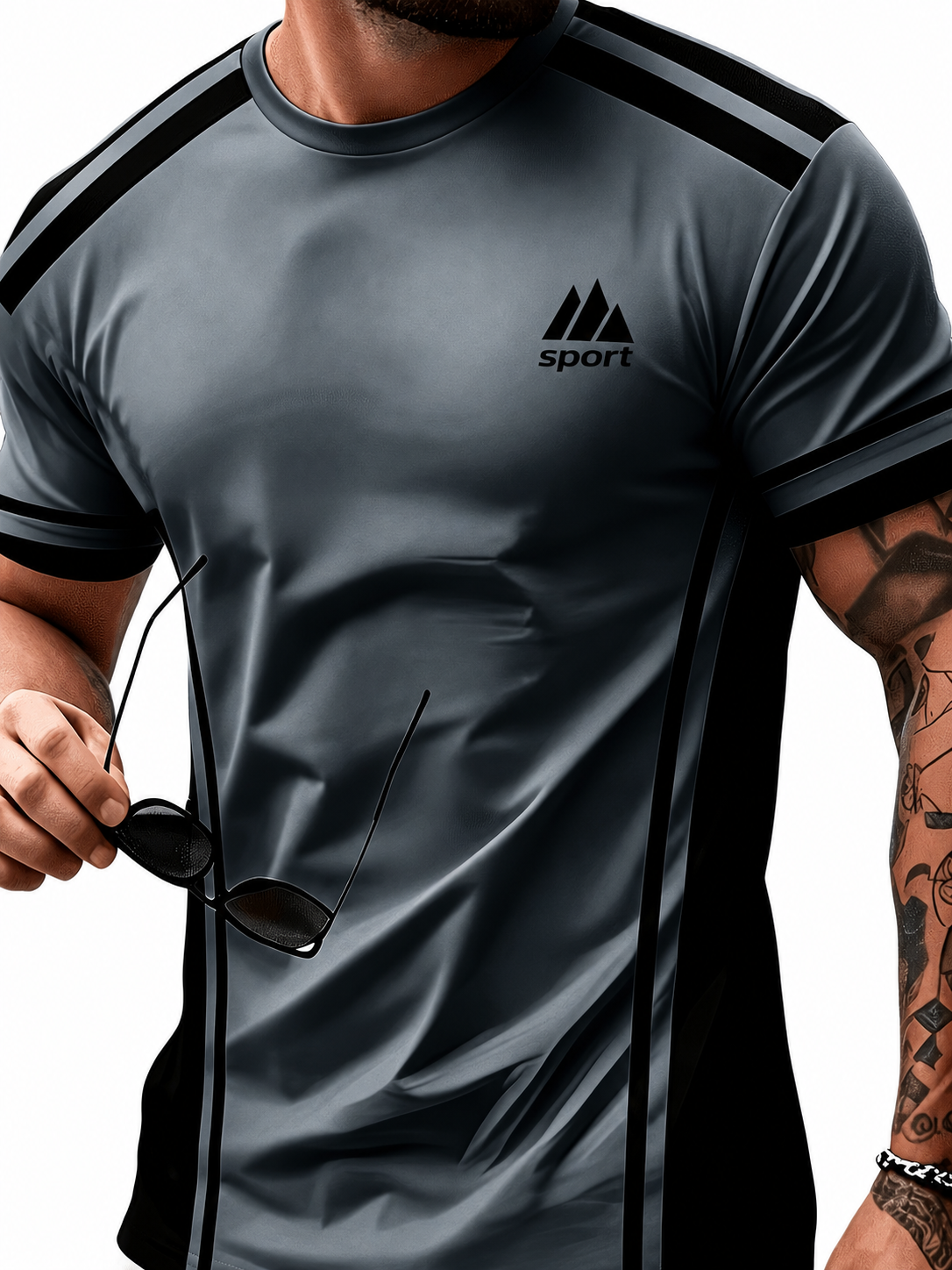 Herren Sportshirt mit Kontraststreifen für Training und Freizeit
