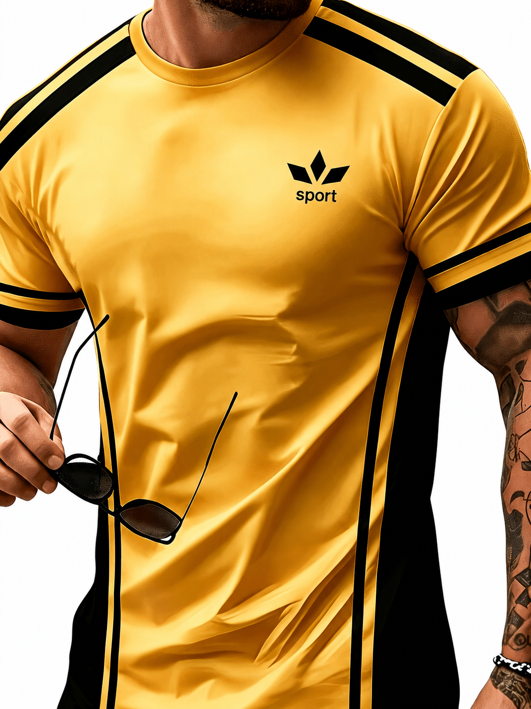 Sportliches Herren Kurzarmshirt mit Kontraststreifen in sieben Farben
