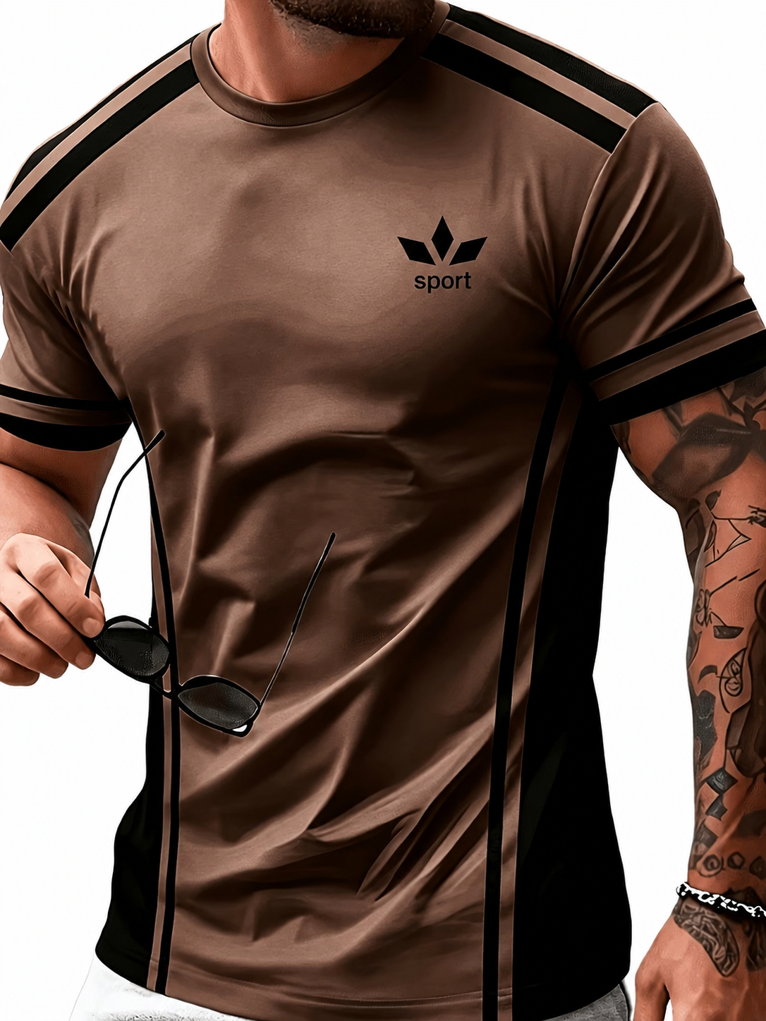 Sportliches Herren Kurzarmshirt mit Kontraststreifen in sieben Farben
