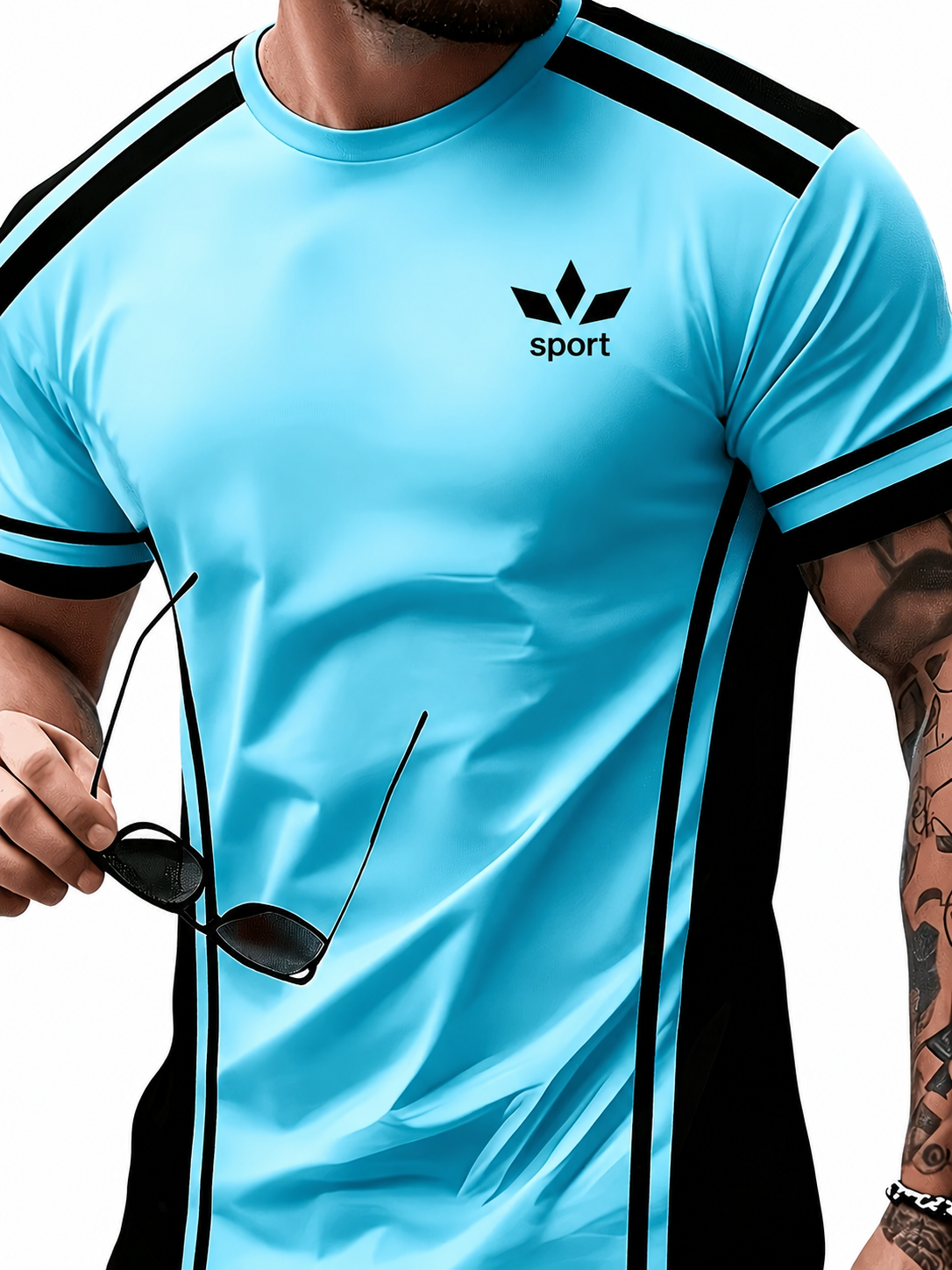 Sportliches Herren Kurzarmshirt mit Kontraststreifen in sieben Farben