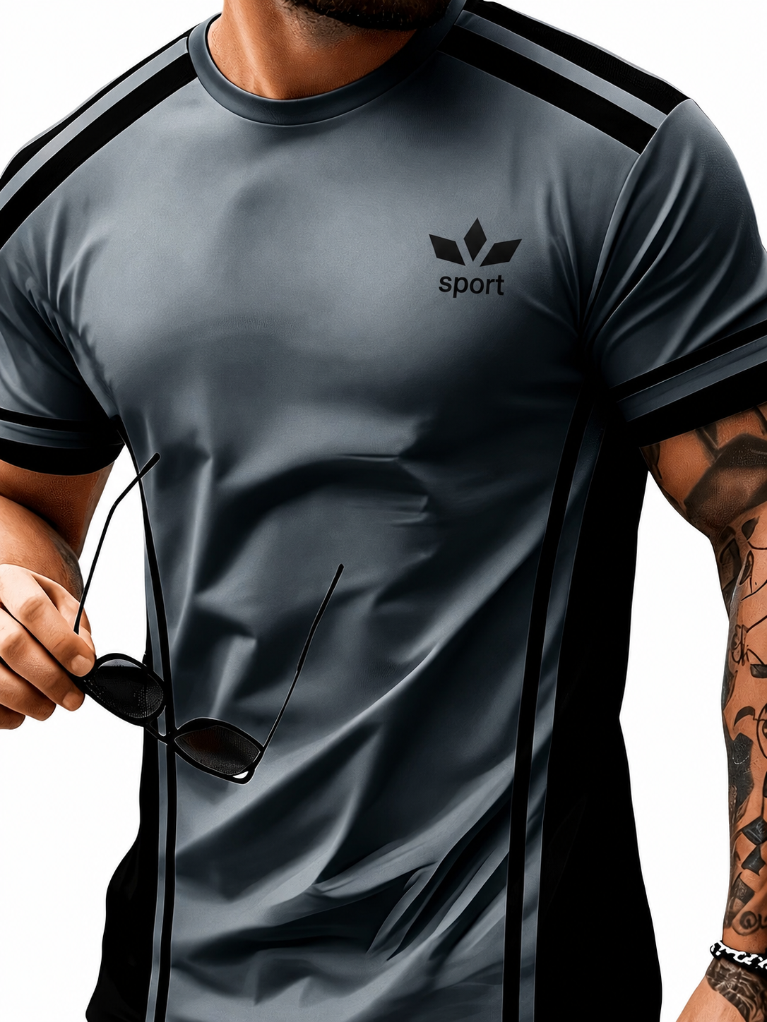 Sportliches Herren Kurzarmshirt mit Kontraststreifen in sieben Farben