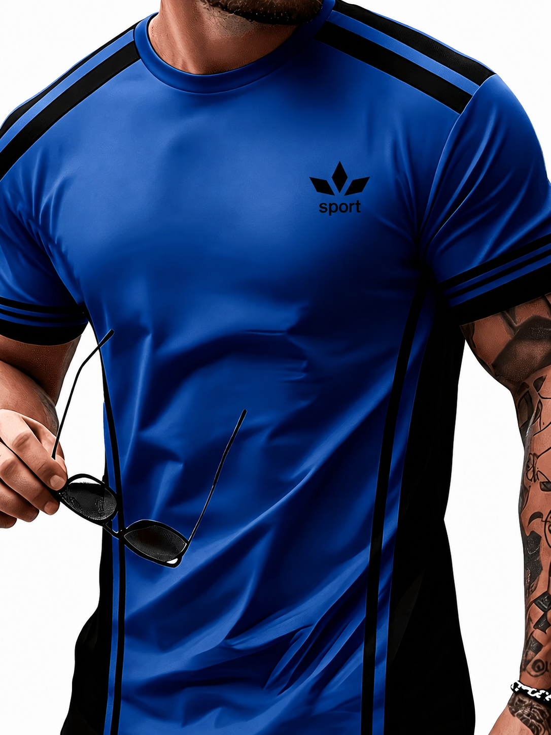 Sportliches Herren Kurzarmshirt mit Kontraststreifen in sieben Farben