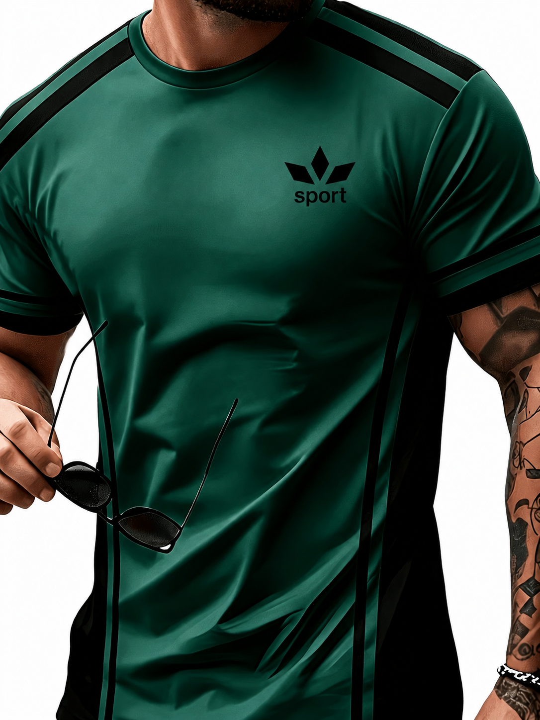 Sportliches Herren Kurzarmshirt mit Kontraststreifen in sieben Farben