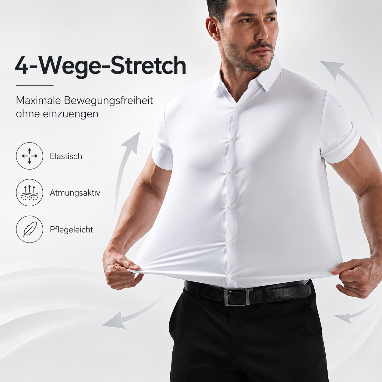 ⏰ Letzter Tag: 50% Rabatt! 🔥-Herren Kurzarm Stretch-Hemd Slim Fit Business Casual Shirt