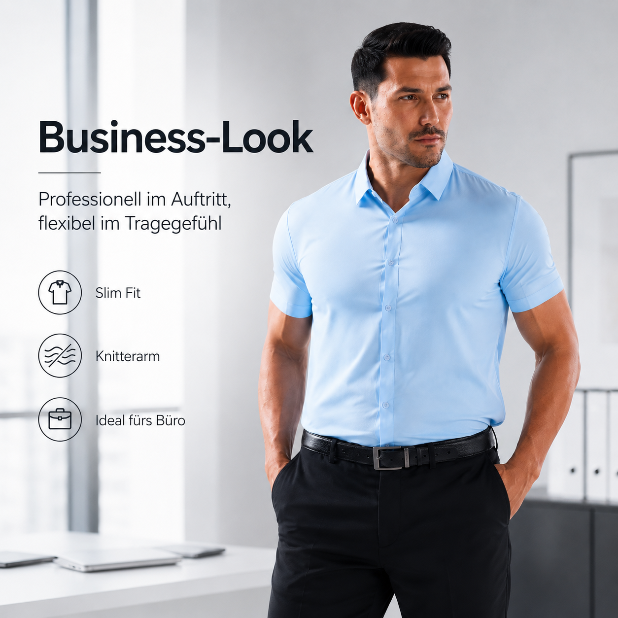 ⏰ Letzter Tag: 50% Rabatt! 🔥-Herren Kurzarm Stretch-Hemd Slim Fit Business Casual Shirt