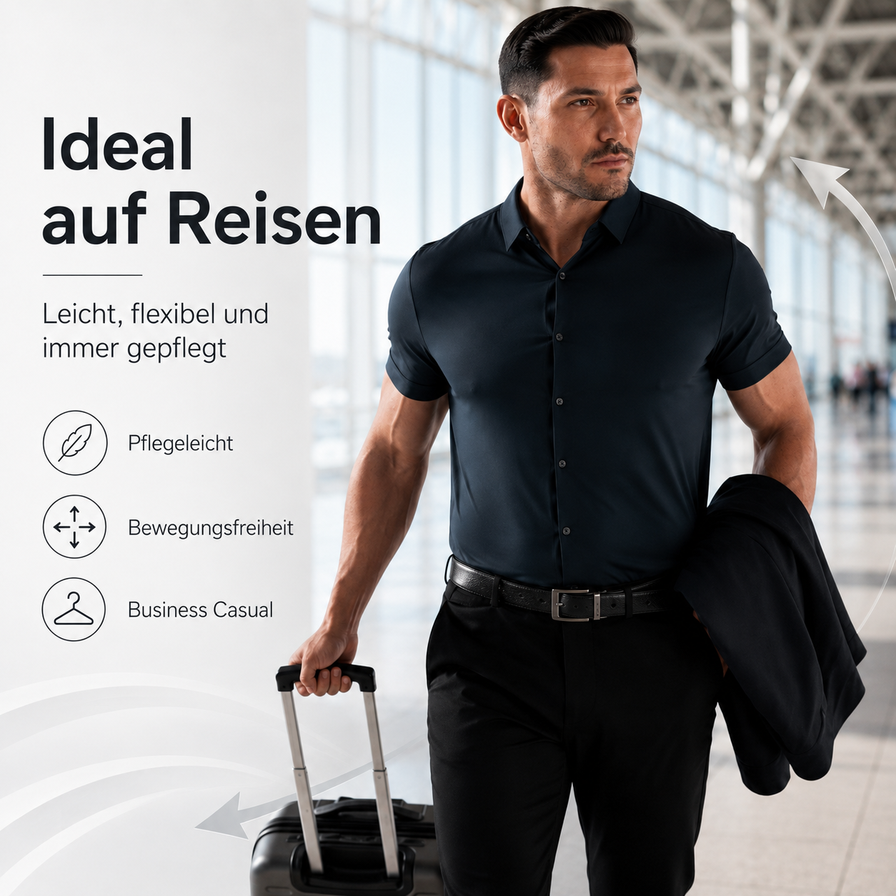 ⏰ Letzter Tag: 50% Rabatt! 🔥-Herren Kurzarm Stretch-Hemd Slim Fit Business Casual Shirt