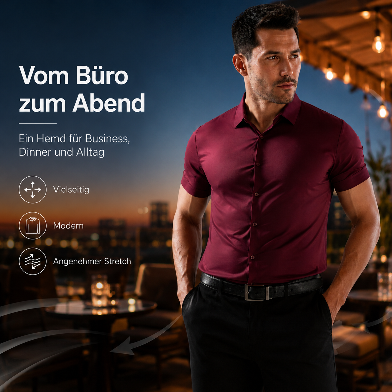 ⏰ Letzter Tag: 50% Rabatt! 🔥-Herren Kurzarm Stretch-Hemd Slim Fit Business Casual Shirt