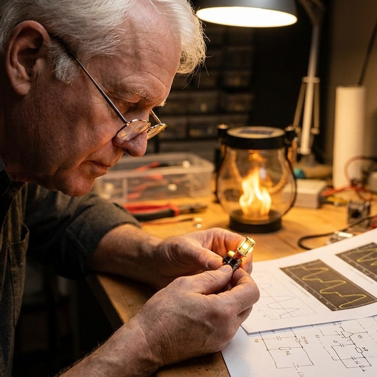 Arthurs handgefertigte Solarflammenlampe