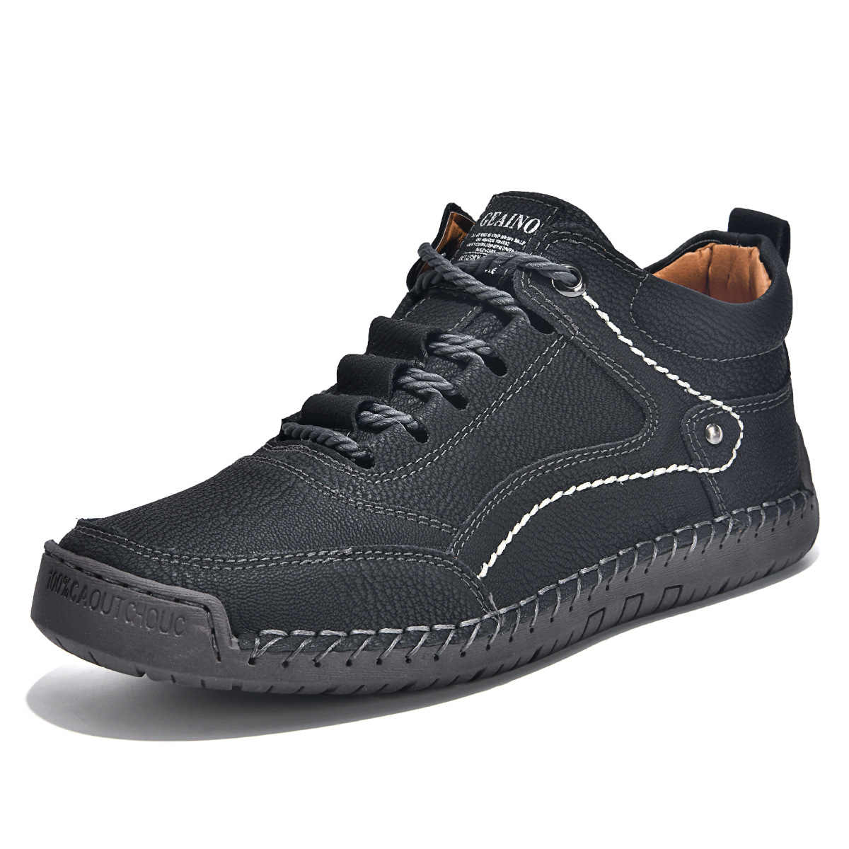 ⏰Letzter Tag: 50 % Rabatt! 🔥-Herren Mid-Top Leder Freizeitschuhe | Handgenähte Retro Outdoor-Schuhe | Rutschfeste Vintage Halbstiefel