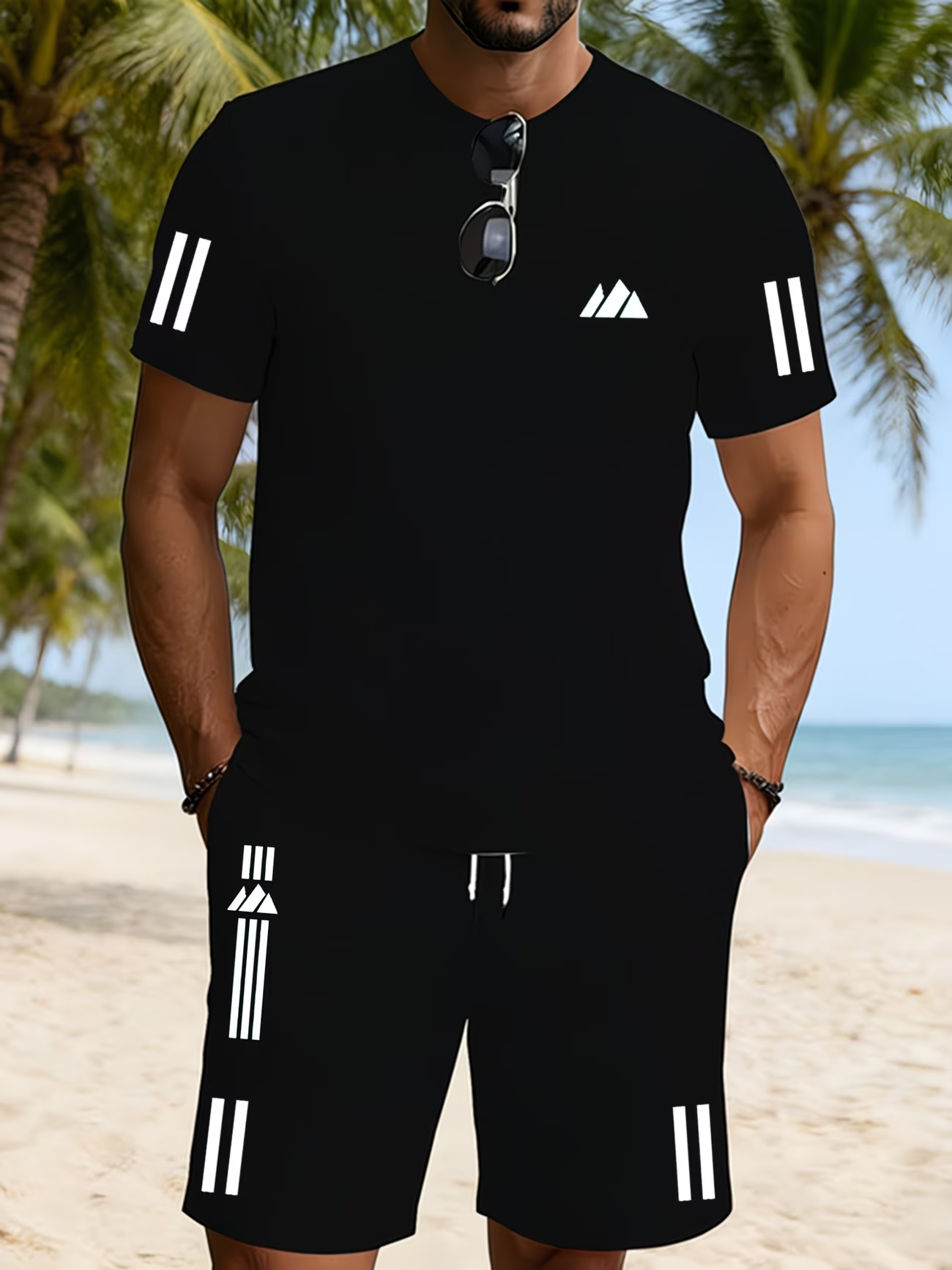 Herren Sommer Freizeitset aus T-Shirt und Shorts