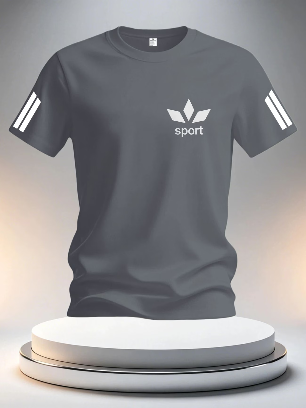 Herren Sport T-Shirt mit Streifen und Rundhals