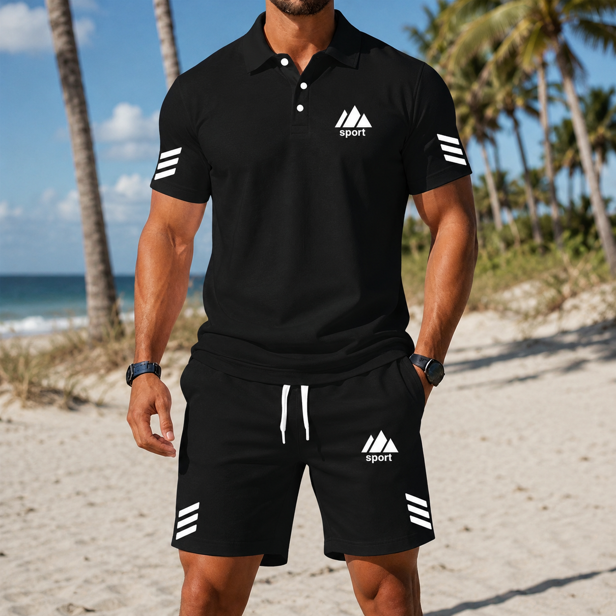 Herren Sommer Polo-Set mit Shirt und Shorts