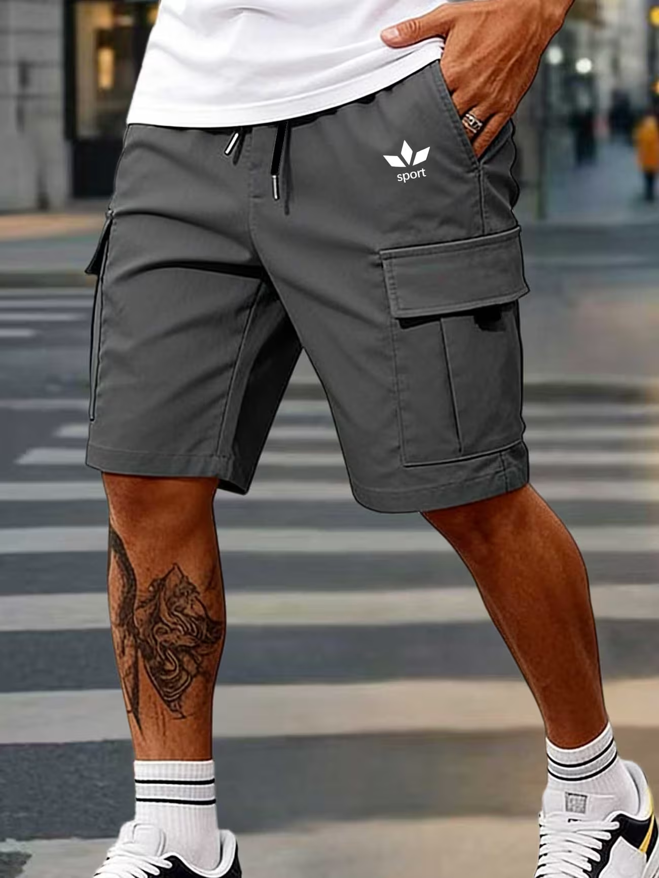 Herren Cargo-Shorts mit elastischem Bund und Taschen
