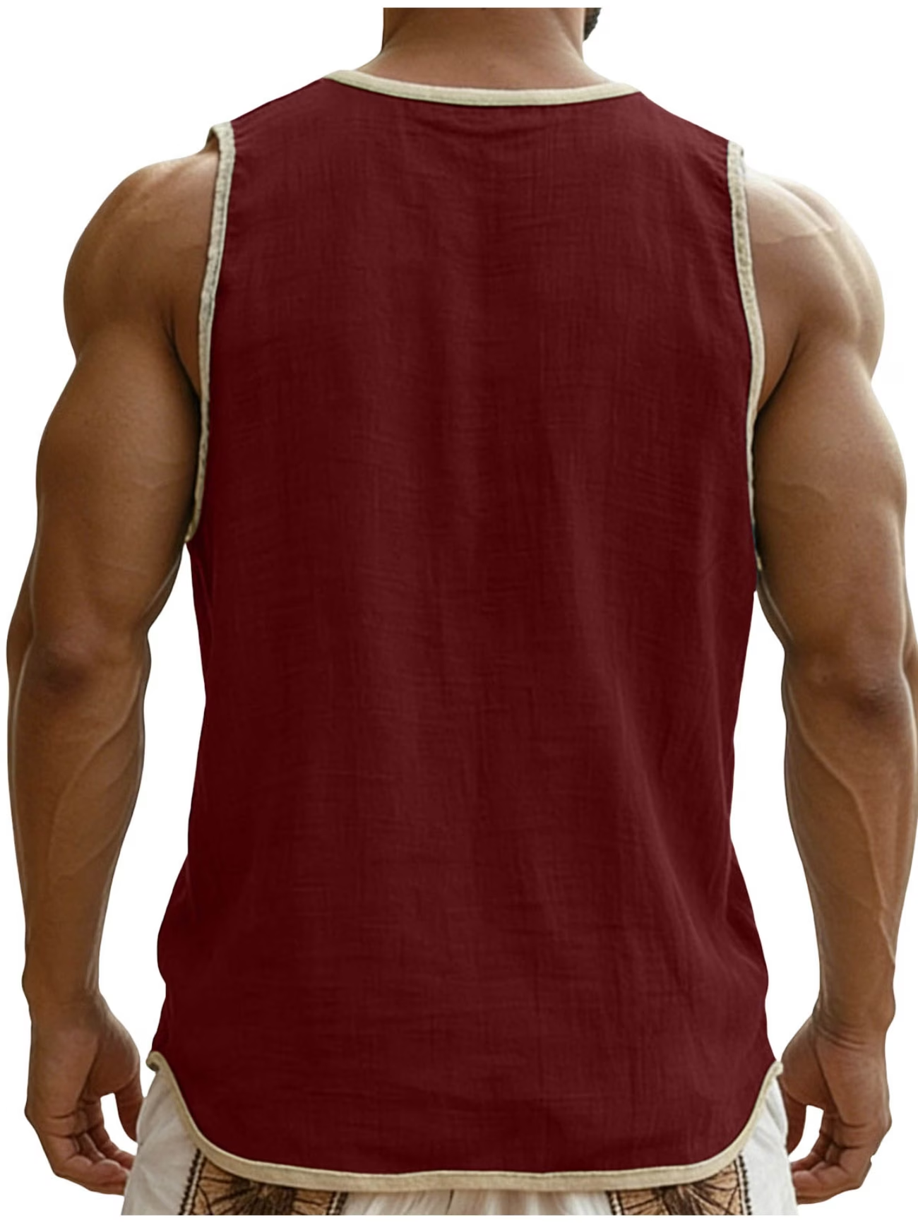 Herren Ärmelloses Henley Tanktop im lässigen Leinenlook