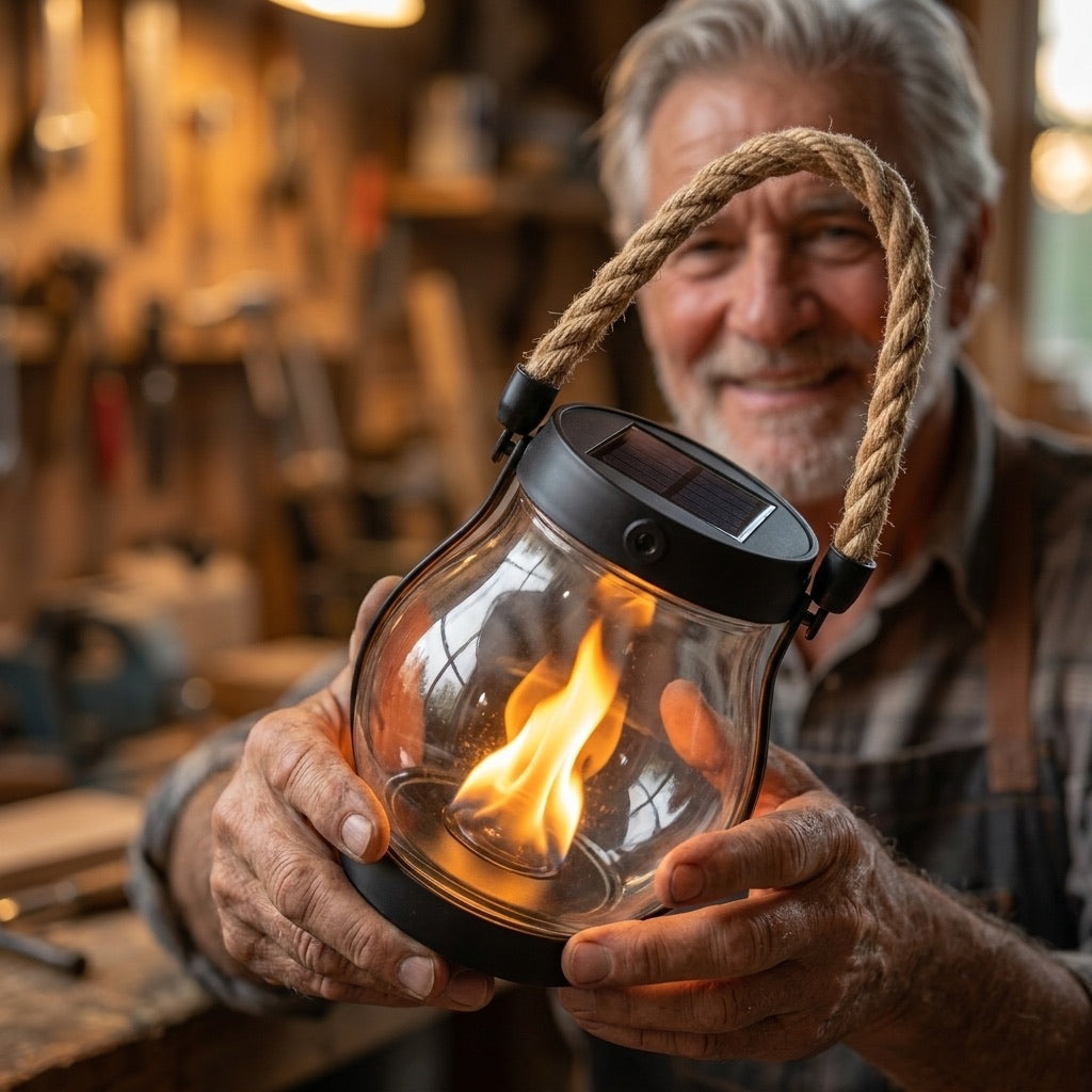 Arthurs handgefertigte Solarflammenlampe