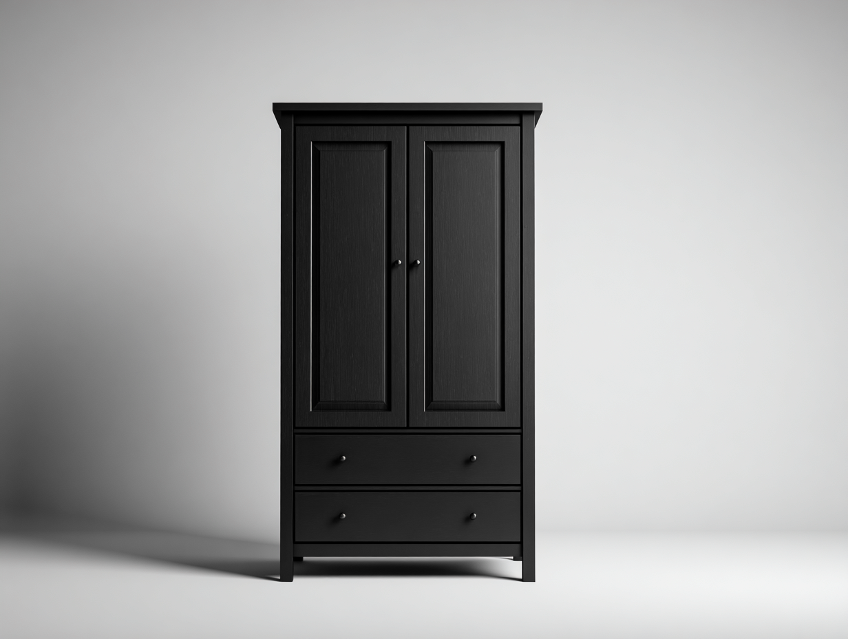 Armadio - Legno-Metallo - 118x54x196 cm - nero - stile classico moderno-Jalaohouse
