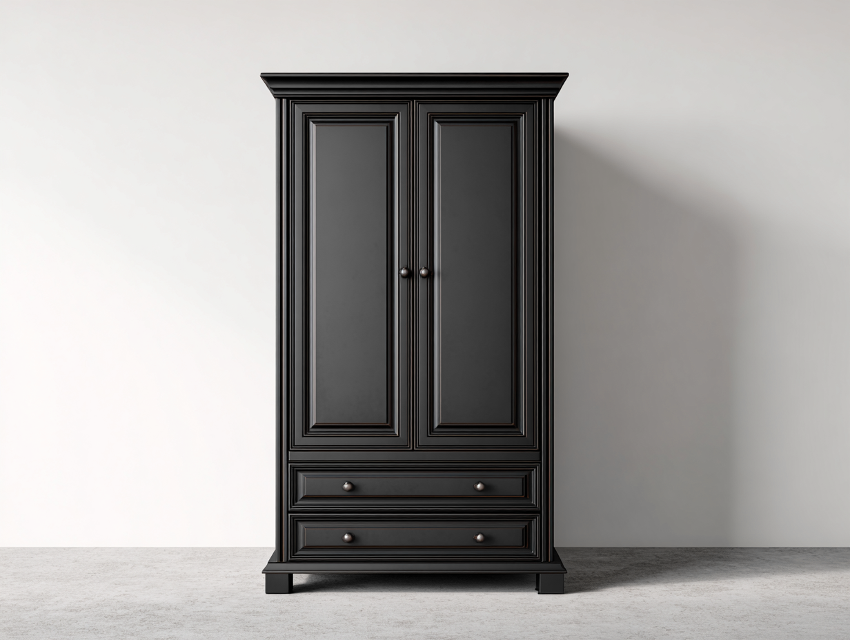 Armadio - Legno-Metallo - 128x56x198 cm - nero - stile classico elegante-Jalaohouse