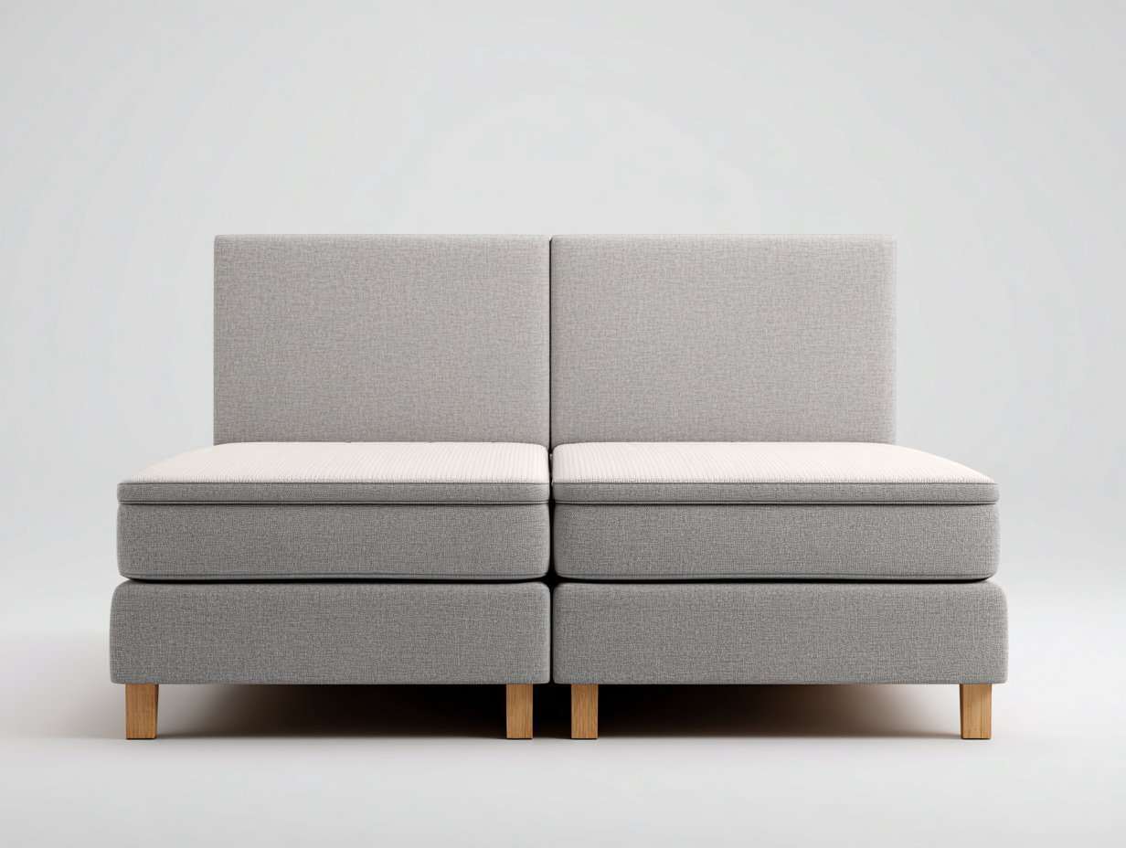 Letto matrimoniale - tessuto-legno - 186x208x92 cm - grigio-bianco-naturale - moderno-Jalaohouse