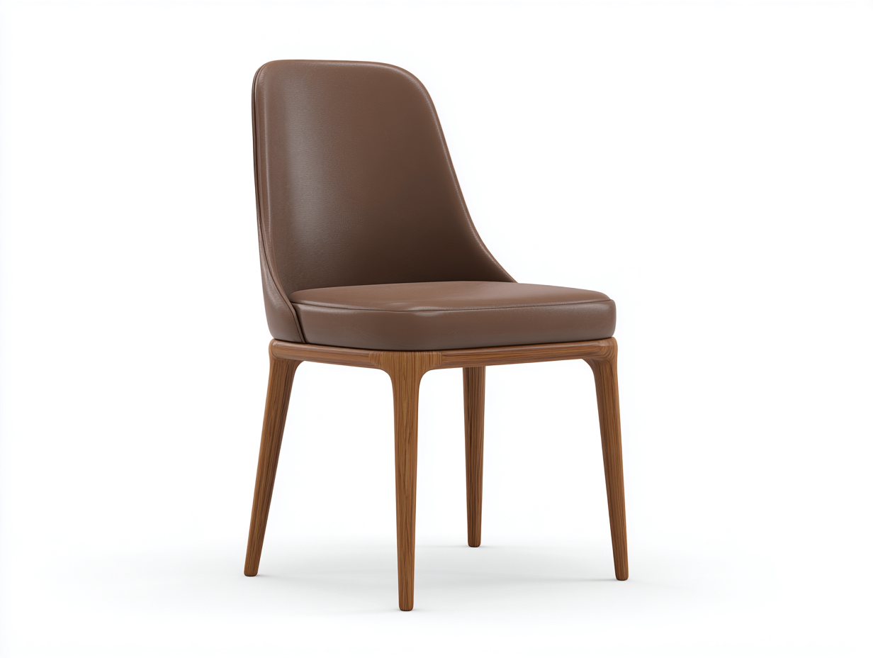 Chaise de salle à manger en bois et revêtement aspect cuir taupe pour salle à manger - 50x56x84 cm - style moderne épuré-Urbanlinonest