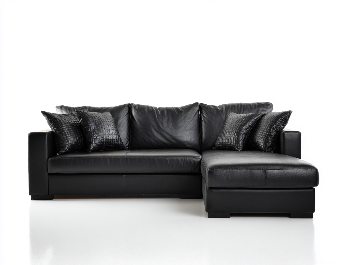 Canapé d'angle noir en similicuir 255x165x83 cm pour salon - assise large design moderne-Urbanlinonest