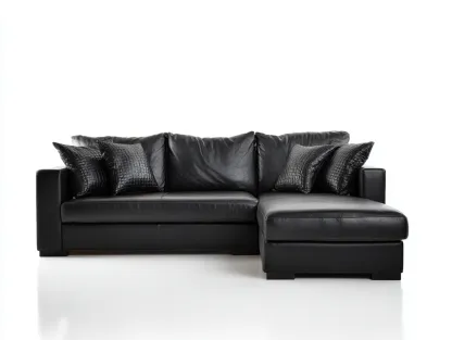 Canapé d'angle noir en similicuir 255x165x83 cm pour salon - assise large design moderne-Urbanlinonest