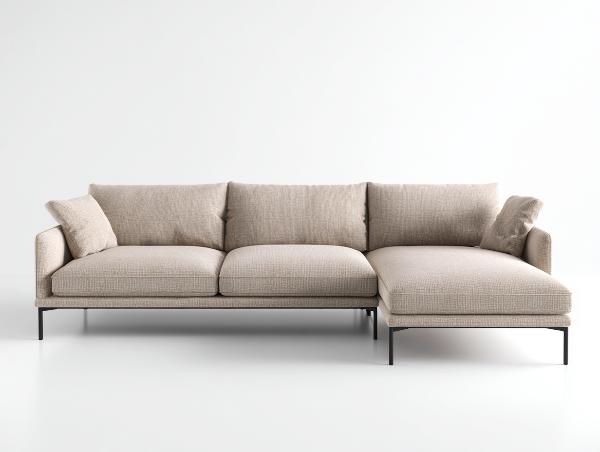 Canapé d'angle en tissu 272x165x82 cm - beige - pour salon - méridienne confortable style moderne-Urbanlinonest