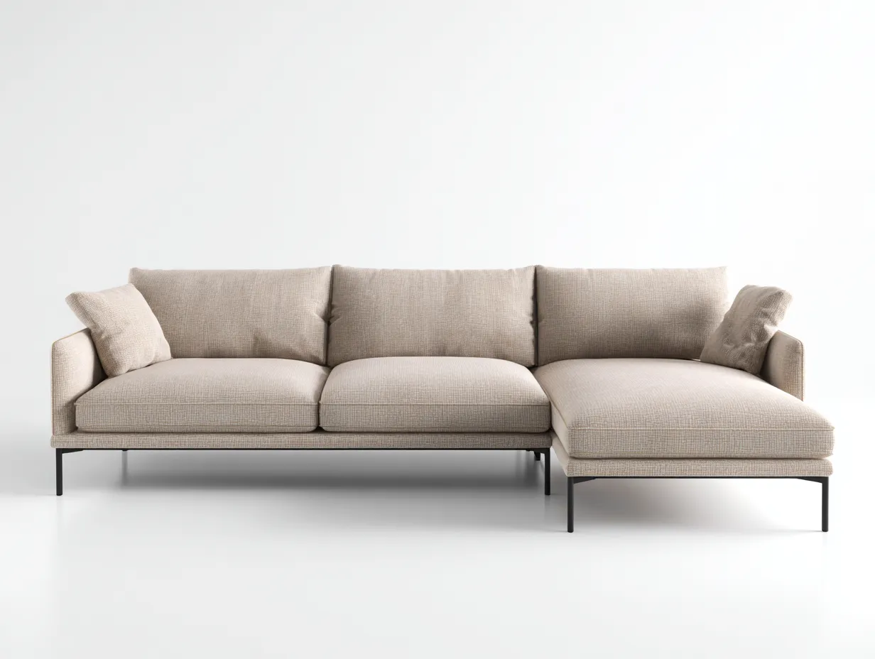 Canapé d'angle en tissu 272x165x82 cm - beige - pour salon - méridienne confortable style moderne-Urbanlinonest